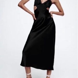 Zara Black Cut-Out Midi Dress
